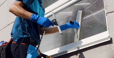 Male professional cleaning service worker